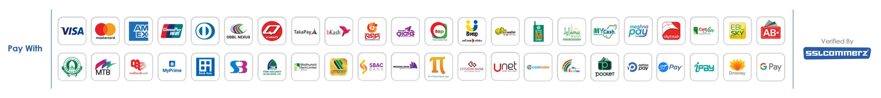 Visa, Mastercard, bKash, Nagad, Rocket  ও অন্যান্য পেমেন্ট মাধ্যম — SSLCommerz